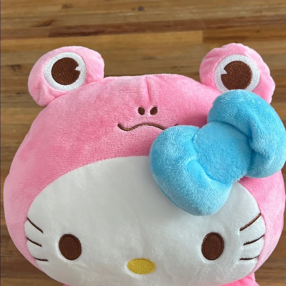Hello Kitty Frog Costume Plush - Pink, Yellow, and Blue